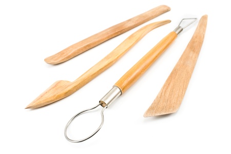 Art and craft sculpting tools isolated on whiteの写真素材
