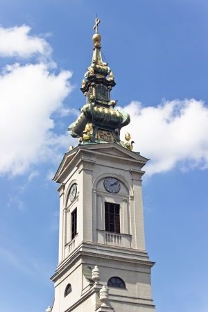 Belgrade cathedral church over blue skyの写真素材