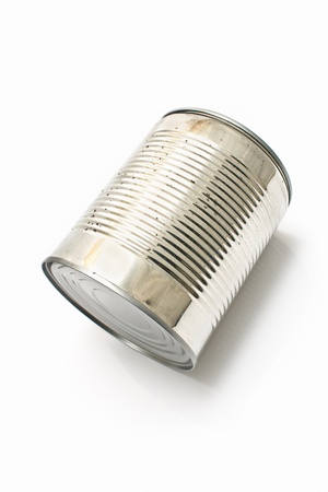 Closed tin can isolated on white background.