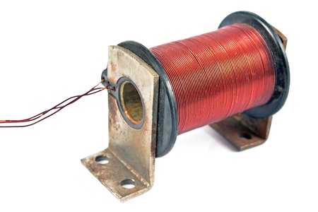 Electric coil motor isolated on whiteの写真素材