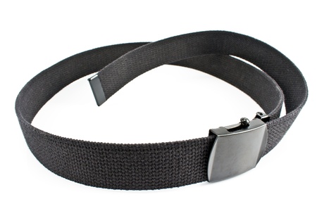 Black textile belt isolated on white