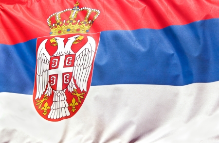 Serbian flag waving on windの写真素材