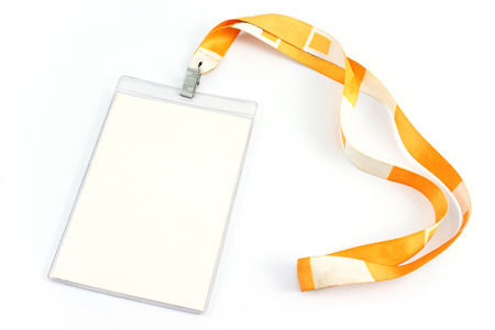Blank ID card tag isolated on whiteの写真素材