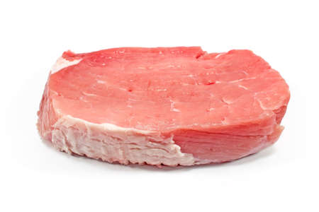 Pork chop meat isolated on whiteの写真素材