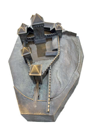 Bronze model of the castle isolated on whiteの写真素材