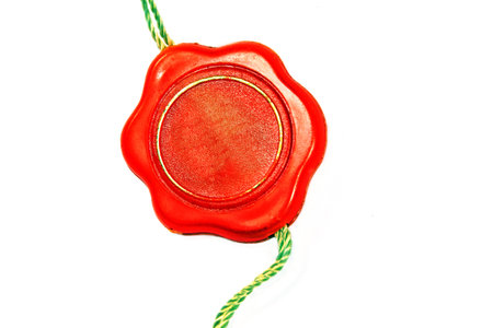 Red wax seal isolated on white