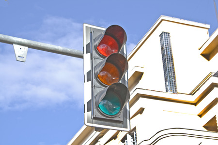 Traffic lights against sky backgrounds