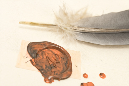 Wax sealed letter with quillの写真素材