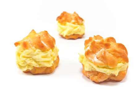 Cream Puffs isolated on whiteの写真素材