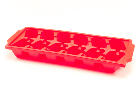 Plastic ice container isolated on whiteの写真素材