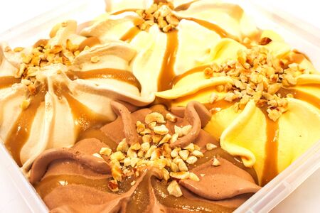 Various Ice cream in bowl  close upの写真素材