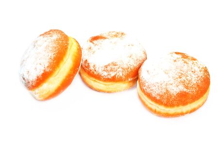 Berliner donuts isolated on white backgroundの写真素材