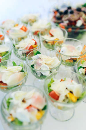 Table set and salad for a wedding receptionの写真素材
