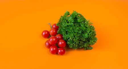 organic food background Vegetables on the orange backgroundの写真素材