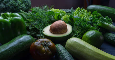 organic food background Vegetables on a Wooden Backgroundの写真素材