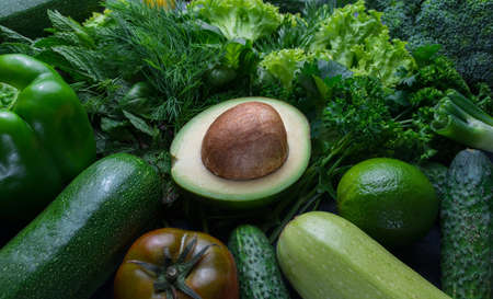 organic food background Vegetables on a Wooden Backgroundの写真素材