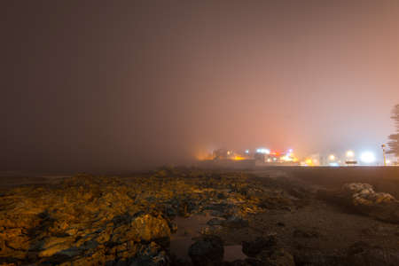 Essaouira city and port on the Atlantic coast in Morocco, North Africa. Essaouira at nightの写真素材