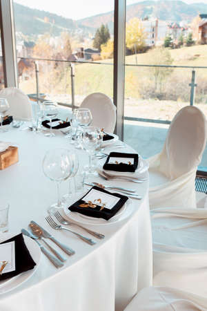 Wedding decor, interior. Festive. Banquet tableの写真素材