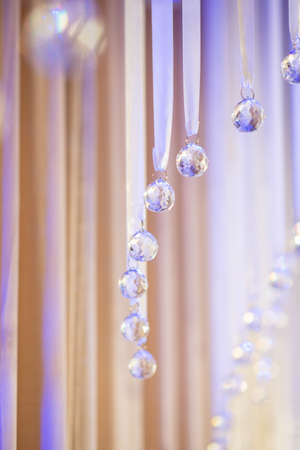 Wedding decoration sparkling glass crystals. Wedding decor. Modern weddingの写真素材