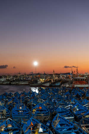 Fishing port of Essaouira at the sunset time, Moroccoのeditorial素材