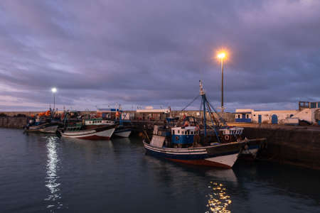 Fishing port of Essaouira at the sunset time, Moroccoのeditorial素材