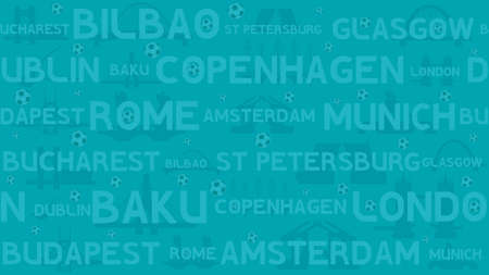 Abstract seamless football background. Soccer championship. Silhouettes of bridges. Football ball....