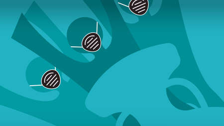 Background with silhouette soccer players in medical mask. Coronavirus infection Cancellation of football events matchesのイラスト素材