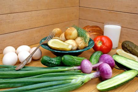  appetizing boiled potatoes and  palatable makeup vegetable -country foodの写真素材