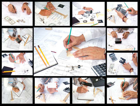 business photo assortment in designing engineering technollogy for constructionの写真素材