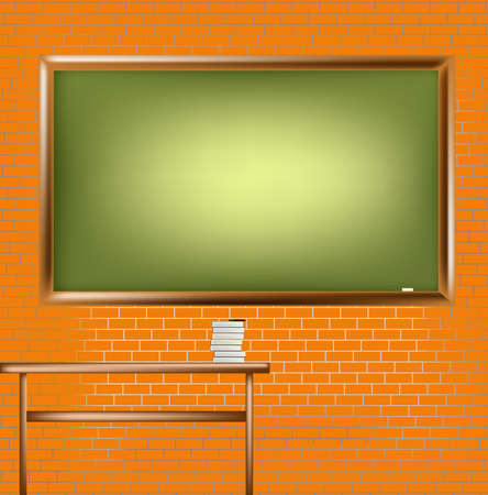 Empty school blackboard at brick wallのイラスト素材