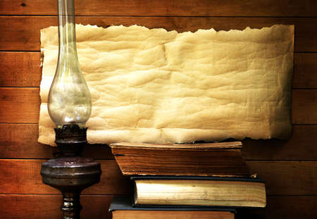 In the beginning of the last century for illumination during dark time used oil lampsの写真素材