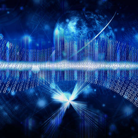 Development of the newest telecommunication and the Internet of technologies in free spaceの写真素材