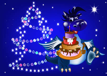 Dark blue dragon a symbol of new 2012 on east calendarの写真素材