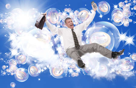 Pink dreams in soap bubbles about riches and financial profitの写真素材