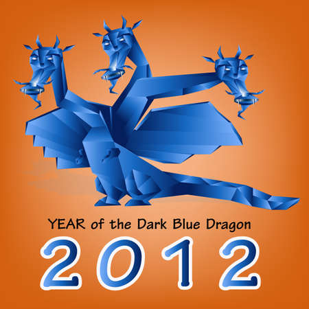 Dark blue fantastic dragon a symbol 2012 new yearsのイラスト素材