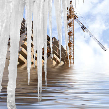 Sudden thawing of glaciers will lead to global warming and flooding of many territoriesの写真素材