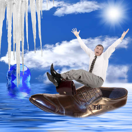 Sudden thawing of glaciers will lead to global warming and flooding of many territoriesの写真素材