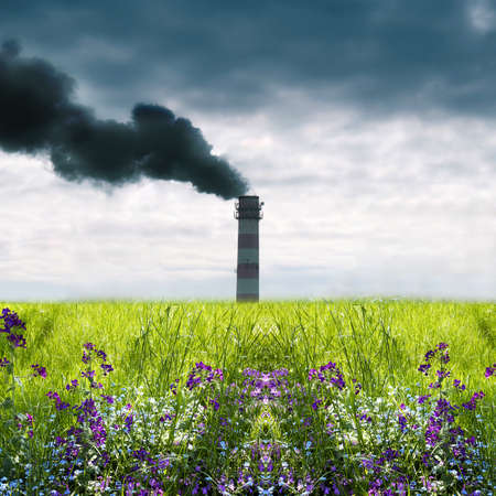 Harmful poisonous emissions from the industrial enterprises pollute surrounding natureの写真素材