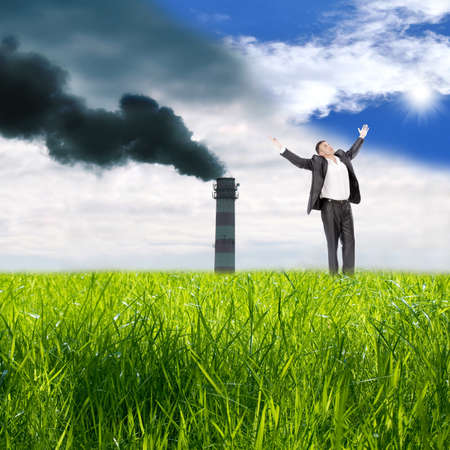 Harmful poisonous emissions from the industrial enterprises pollute surrounding natureの写真素材