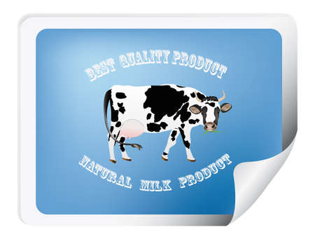 Natural dairy label with cow  illustrationのイラスト素材