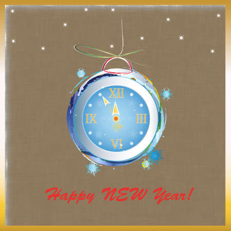 New Years clock on a abstract backgroundのイラスト素材
