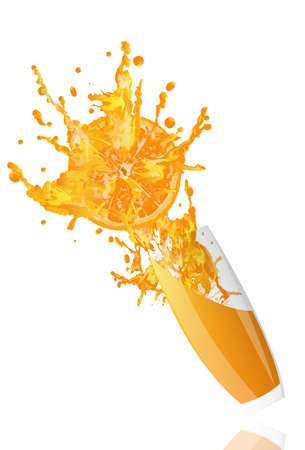 Fresh juice orange on a white background のイラスト素材