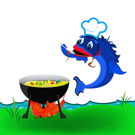 Best fresh fish ear on a nature のイラスト素材