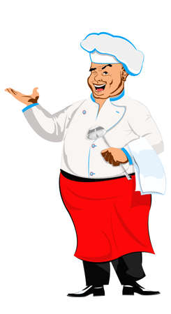 Happy joyful Chef on a white Restaurant business  Vectorのイラスト素材