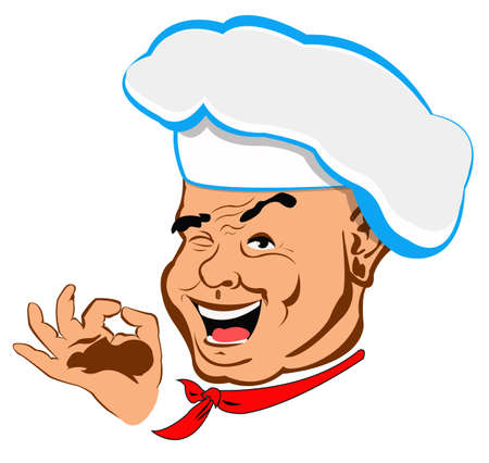 Happy joyful Chef on a white Restaurant business  Vectorのイラスト素材