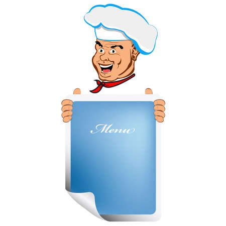 Happy joyful Chef and design your menu Vectorのイラスト素材