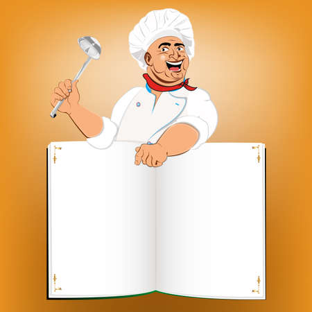 Funny Chef and book menu for Gourmet Vectorのイラスト素材