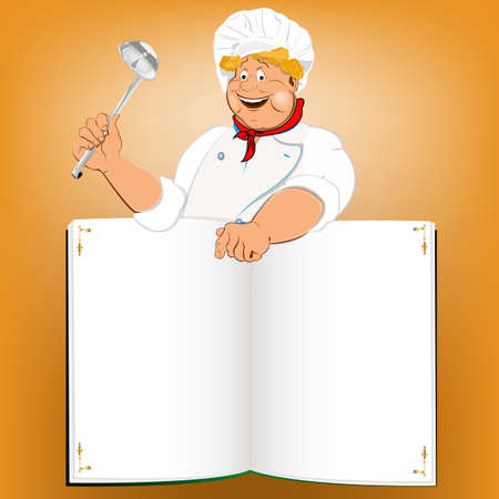 Funny Chef and book menu for Gourmet Vectorのイラスト素材