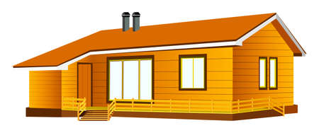 Swiss mountains rural house on a white background Vectorのイラスト素材