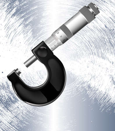 Micrometer on a abstract metallic light backgroundの写真素材